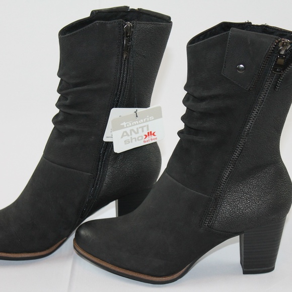 Tamaris Shoes - Tamaris Suede Leather Boots 5.5 Black or Red NEW